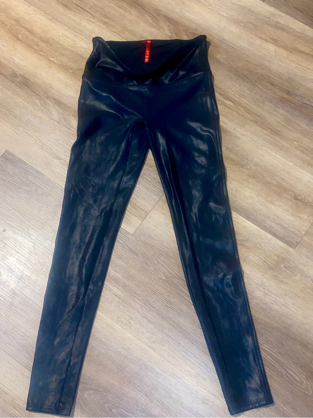SPANX New Shiny Black Leather Leggings